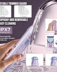 2 in 1 Women Electric Shaver Dual Head Bikini Trimmer for Women IPX7 Waterproof Wet & Dry Use Body Hair Trimmer and Facial Hair Remover for Bikini Underarm Leg Arm Body Face, Purple