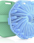 Silicone Body Scrubber 2 Counts, Exfoliating Body Wash Scrubbers Exfoliator, Shower Body Brush for Effective Showering Exfoliation and Gentle Massage (Green+Blue)