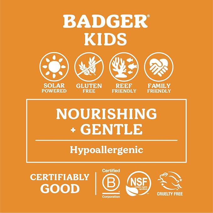 Badger Kids Mineral Sunscreen Combo, SPF 40 Cream + SPF 35 Kids Face Stick, Organic Sunscreens w/Mineral Zinc Oxide, Water Resistant, Reef Safe Broad Spectrum, Tangerine & Vanilla Scent, 2-Count