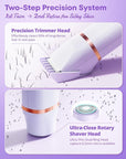 Electric Bikini Trimmer: 2 in1 Body Facial Hair Remover - Painless Pubic Hair Shaver (Purple)