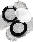 Silver Glitter Eyeshadow, Highly Pigmented Diamond Pressed Powder Eye Shadow, Sparkle Makeup & Highlight, Long-Lasting Mineral Metallic Cosmetics for Face/Nails/Hair, Metal Finish(1H Pearly Bling)