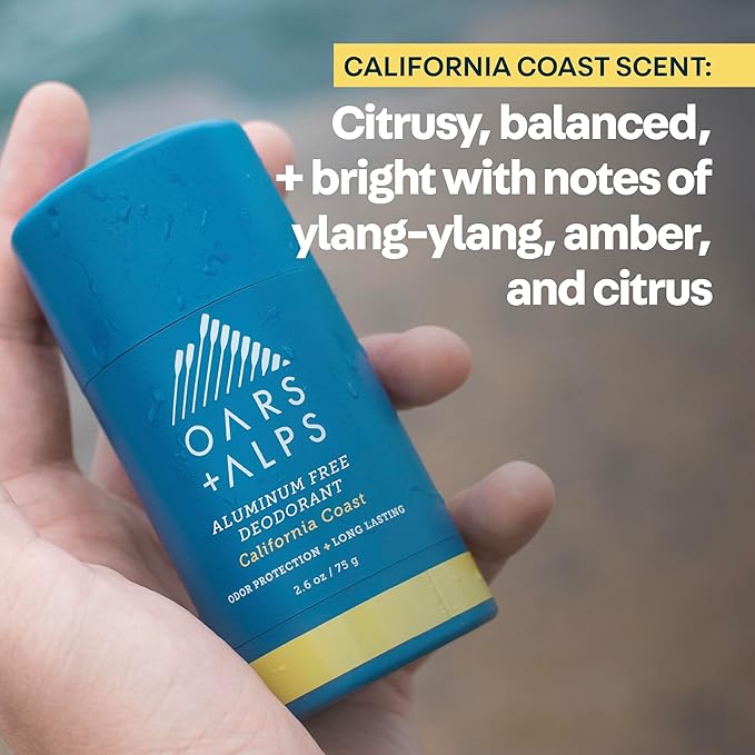 Oars + Alps Deodorant for Men & Women, Aluminum Free Deodorant for Men, Dermatologist Tested, Clean Ingredients, Vegan, Long Lasting, Odor Protection, California Coast, 3pk, 2.6oz
