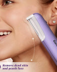 Dermaplaning Tool for Women - Facial Exfoliation & Peach Fuzz Hair Removal with Rechargeable Sonic Edge Technology, 10 Refill Blades