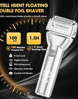 Hair Clippers for Men,4 in 1 Professional Hair Clippers T-Blade Trimmer Electric Foil Shaver Nose Hair Trimmer Set,Cordless Barber Hair Cutting Men’s Grooming Kit LCD Display Gifts (Silver)