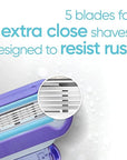 Gillette Venus Deluxe Smooth Swirl Women's Razor Handle + 4 Blade Refills, Flexible Handle and Pivoting Head
