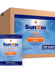 CoreTex Sun X 50 SPF Broad Spectrum Sunscreen Packets - Bulk Pack of 100 Paraben, Oxybenzone, Octinoxate, & Oil Free Sunscreen - No White Cast and Water Resistant Up to 80 Minutes