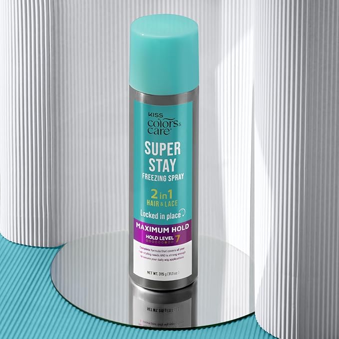 KISS COLORS & CARE Maximum Hold 2-in-1 Super Stay Freezing Spray, 11.1 oz. - Daily Hair Styling, Safe on Skin & Hair, Easy Wash Out, Humidity Resistant, Sweat Resistant, Spring Floral Scent