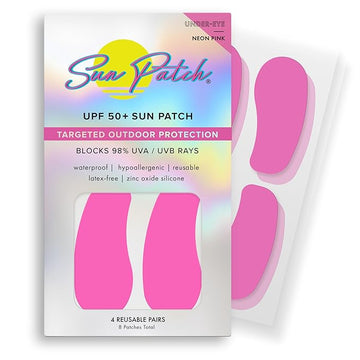 Sun Patch, Reusable Sun Screen Silicone Patches For UV Protection & Face Sunscreen, Sun Face Patches For Sun Exposure, UV Shield Silicone Sun Block (1 Pack/4 Pairs) (Pink) (Golf, Surf, Swim, Ski)