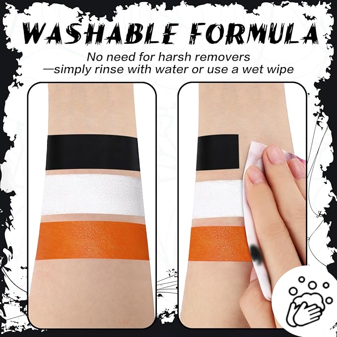 BOBISUKA Orange Face & Body Paint Stick Water-Based Washable Face Paint Makeup Stick for Halloween Pumpkin, Skeletons, Skull, Fox, Tiger, Cosplay, SFX, Sports Eye Black & Costume Party