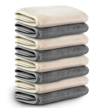 Nugilla Reusable Face Wash Cloths, 8 Pack Soft Microfiber Makeup Remover Towels for Women (Beige/Cool Grey)