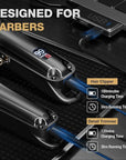 SUPRENT PRO Professional Hair Clippers for Men- Hair Cutting Kit & Zero Gap T-Blade Trimmer Combo- Cordless Barber Clipper Set with LED Display for Mens Gifts(Black)