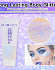 MEICOLY Sparkling Blue Body Glitter,Halloween Face Glitter,Color Changing Glitter Gel for Body,Face,Hair,Lip,Eye,Long Lasting Sequins Glitter Face Paint,Festival Party Glitter Makeup,50ml