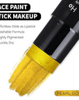 Go Ho Metallic Gold Face Body Paint Stick,Washable Face Paint Gold Eye Black,Non-toxic Cream Body Paint for Halloween Costumes Cosplay SFX Makeup