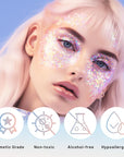 DAGEDA Rainbow Color Body Glitter Gel, Holographic Face Glitter Body Gel Rave Party Accessories, Chunky Glitters for Face Hair Nails, Cosmetic Laser Powder Festival Sequins Paint Makeup