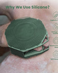iTokGok® Premium 2-in-1 Silver-Infused Silicone Body Scrubber for Men, Double-Sided Design Body Brush Silicone Body Scrubber Exfoliating Body Brushes for All Skin, Lathers Well - Midnight Green