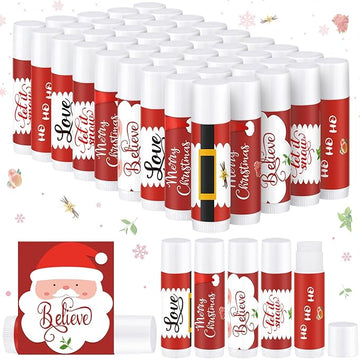 50 Pieces Christmas Santa Lip Balm Moisturizing