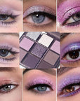 Purple Pink Eyeshadow Eye Shadow Palette Makeup,Violet Lavender Eyeshadow Palette Make Up Highly Pigmented Waterproof Mauve Bright Purple Pink Sparkling Eye Shadow, Long Lasting