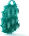 Silicone Body Scrubber Silver-Infused Dual-Sided 3-in-1 for Shower, Body Cleaning+Massage+Exfoliator Body Brush Buffer for Men and Women, Silicone Loofah, Non-Slip Handle (Mint Green)