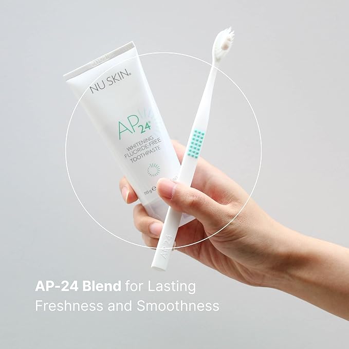 Nu Skin AP 24 Whitening Fluoride - Free Toothpaste | AP 24 Blend | Vanilla Mint Flavor | Brightens Teeth | Removes Surface Stains | Prevents Dental Cavities & Plaque | Enamel-Safe | 4 oz | 1 Pack