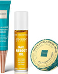 Onsen Nail & Cuticle Rescue Kit - Conditioner Serum, Repair Oil & Cuticle Balm - Tsubaki, Shea Butter, Jojoba - Strengthens Nails, Softens Cuticles, Hydrates Skin (15ml Serum + 10ml Oil + 26ml Cream)