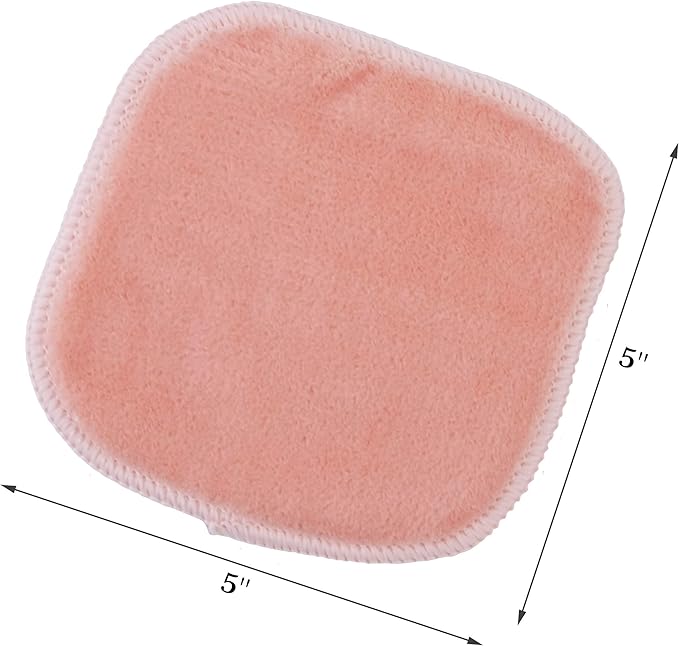 Polyte Premium Hypoallergenic Microfiber Fleece Makeup Remover and Facial Cleansing Cloth, 5 x 5 in, 10 Pack (Light Coral)