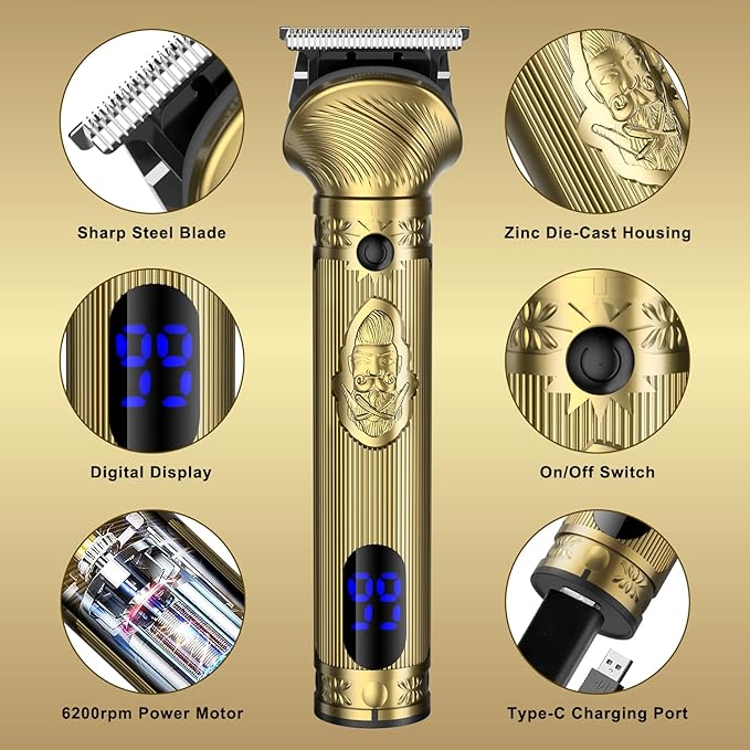 Beard Trimmer Kit for Men - Professional 6 in 1 Hair Clipper Trimmer, Cordless Multi Groomer, Mens Grooming Kit for Beard, Face, Body Nose Electric Razor with Travel Case as Gifts for Him