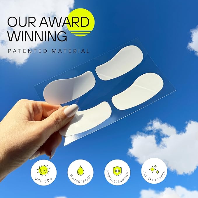 Sun Patch, Reusable Under Eye Sunblock Patches, 100% Silicone Sunscreen Under Eye Patches for UV Protection, Face Stickers with UPF 50, 1 Pack/4 Pairs, White (Golf, Surf, Swim, Ski & Snow, Outdoors)