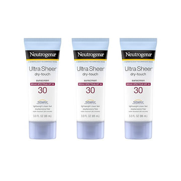 Neutrogena Ultra Sheer Dry-Touch Water Resistant and Non-Greasy Sunscreen Lotion with Broad Spectrum SPF 30, 3 fl. oz (Pack of 3)