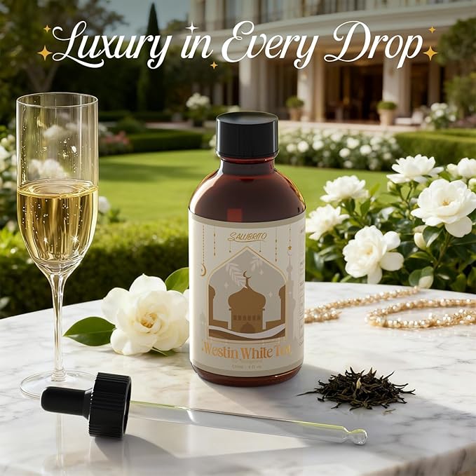SALUBRITO Hotel Essential Oil, W-Hotel White Tea Fragrance Oil - Inspired by 5 Star Hotel, 4 Fl.Oz (120ml), Luxury Gift for Women, Men, Strong Scented Oil for Diffuser, Candle & Soap Making