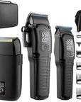 Professional Barber Hair Clippers Trimmer Shaver Set for Men,Cordless Hair Cutting Kit & Zero Gap T-Blade Trimmer & 8500 RPM Electric Shaver Combo with EVA Case,Mens Gift