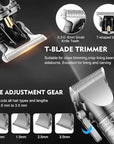 Professional Hair Clippers for Men,Hair Clippers+T-Blade Trimmer+Electric Shaver+Nose Hair Trimmer Set,4 in 1 Cordless Barber Hair Cutting Kit LCD Display Gifts (Gray)