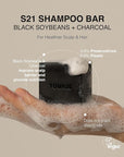TOUN28 Anti-dandruff Natural Organic Vegan Biotin Menthol Cooling Shampoo Bar & Charcoal Black Soybean Thickening Shampoo Bar Set for All Hair Types Paraben Sulfate Silicone Free Korean Haircare