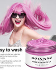 Temporary Hair Color Wax 4.23 oz-Instant Hairstyle Cream Hair Pomades Hairstyle Wax for Party Cosplay Easy Cleaning (1, Pink)