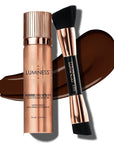 LUMINESS Silk Airbrush Spray Foundation & Buffing Brush Kit – Full Coverage Foundation & Dual-Sided Buffing Brush - Buildable Coverage, Anti-Aging Formula Hydrates & Moisturizes (Shade - Light Rich)
