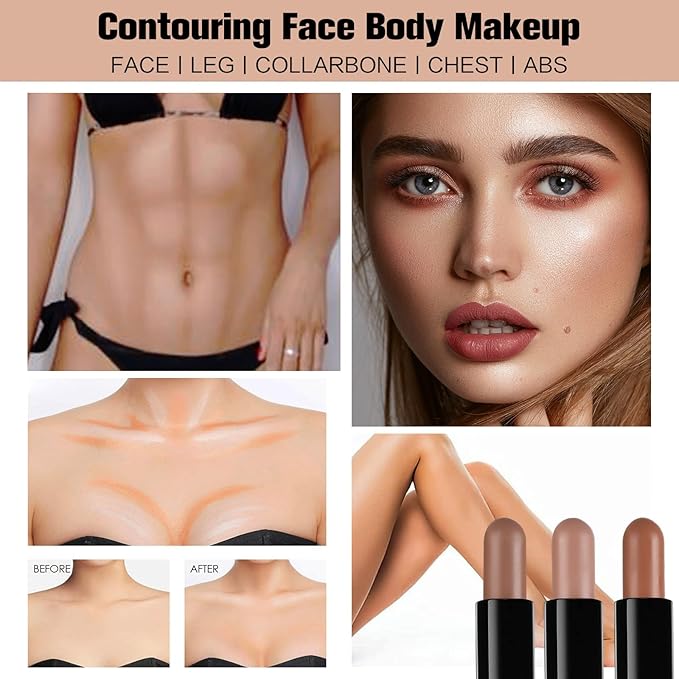 Contour Stick, 4Pcs Dual-Ended Highlighter Makeup Pen & A+Set B)