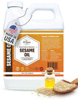 ORGANIC SESAME OIL (32 oz) Premium Cold Pressed Unrefined | 100% Pure Sesame Oil for Skin, Face, Hair, Soap Making | Carrier for Essential Oils | Available in Bulk | 32 FL OZ