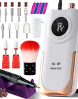 Portable Electric Nail Drill Cordless,35000 RPM Electric Nail File with Holder,Rechargeable Nail Drill E Filer for Nails,Electric Nail Buffer Nail Filer Electric Tool for Women (White)