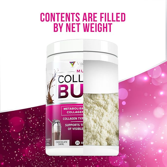 Vitauthority Collagen Peptides Powder Weight Loss Supplements | Hydrolyzed Beauty Complex for Women, Hair Skin Nails | Fat Burning Support | Chocolate Flavored 25 Servings