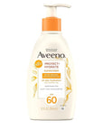 Aveeno Protect + Hydrate Sunscreen Moisturizing Body Lotion with Broad Spectrum SPF 60 and Prebiotic Oat, Weightless, Paraben, Oxybenzone, and Oil Free Sunscreen, 12 FL OZ