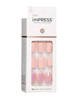 KISS imPRESS No Glue Mani Press On Nails, Design, 'Keep in Touch', Pink, Short Size, Squoval Shape, Includes 30 Nails, Prep Pad, Instructions Sheet, 1 Manicure Stick, 1 Mini File