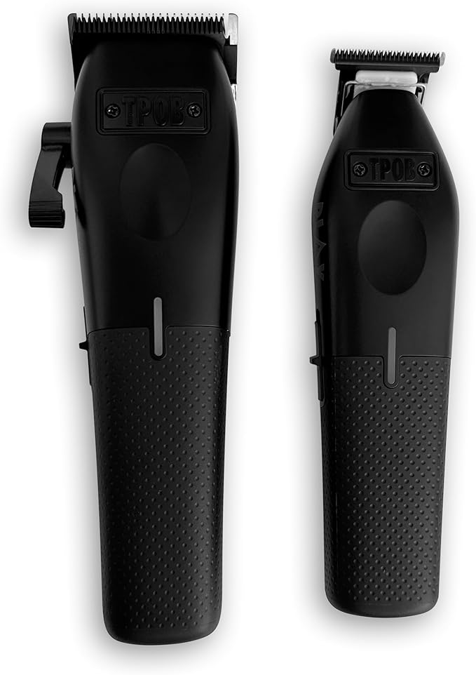TPOB Play Barber Hair Clipper and Trimmer for Men 7500 RPM with Rubber Grips (Blackout 2 Set)