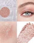 Monochrome Pressed Eyeshadow, Waterproof Neutral Powde Mini Shimmer Rose Gold Brown Eyeshadow, sombras para ojos, Talc, Paraben & Cruelty Free (H06#Shimmer Rose Gold Brown)
