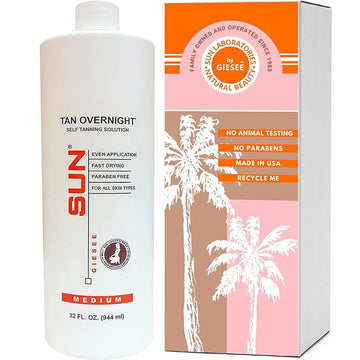 Spray Tan Solution (Medium) Airbrush Tanning Micro Mist (32oz) for Self Tanning Natural Sunless Solution, Body and Face for Bronzing and Golden Tan (Packaging May Very)