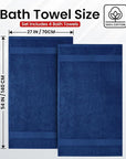 Infinitee Xclusives Luxury 100% Ring-Spun Cotton Bath Towels Set of 4 (27x54 inches) – Soft, Absorbent & Quick-Drying Towels for Bathroom, Gym, Spa & Hotel Use (Tranquil Navy, Bath Towels)