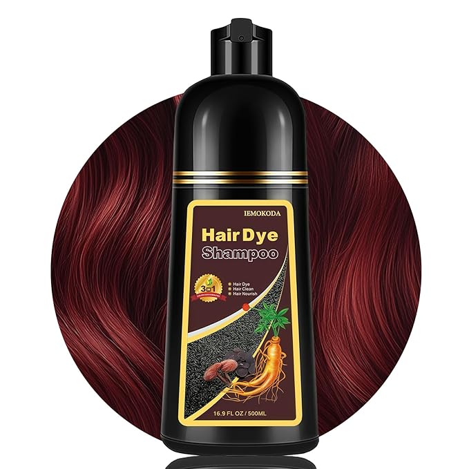 Dark Red Hair Dye Shampoo, Hair Color Shampoo for Gray Hair, Color Shampoo Hair Dye, Red Hair Dye & Champu Para Canas, Colors in Minutes, Easy to Use, 16.90 Fl Oz