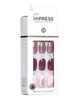 KISS imPRESS No Glue Mani Press On Nails, Design, 'Reset', Multicolor, Short Size, Oval Shape, Includes 30 Nails, Prep Pad, Instructions Sheet, 1 Manicure Stick, 1 Mini File