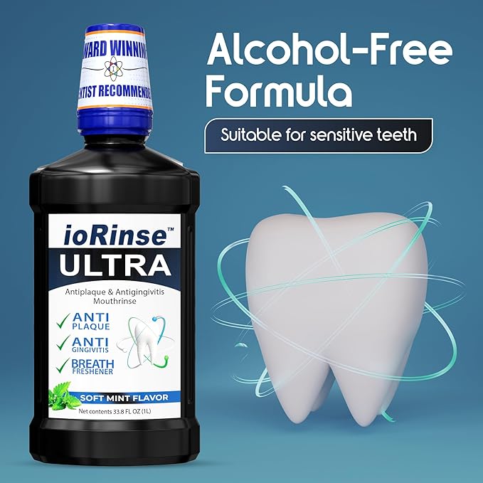 ioRinse Ultra Mouthwash is The Choice of 1,000s of Dentists as The Mouth Wash for Adults and Kids Oral Care and Hygiene. It's an Alcohol Free, Bad Breath Treatment and Gum mouthwash with Xylitol.
