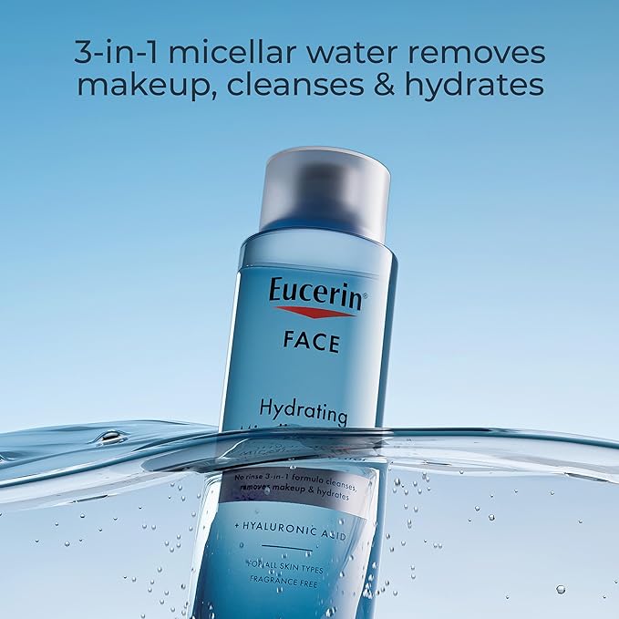 Eucerin Face Gentle Cleansing Hydrating Micellar Water, Face Cleanser and Makeup Remover with Hyaluronic Acid, 13.5 Fl Oz Bottle