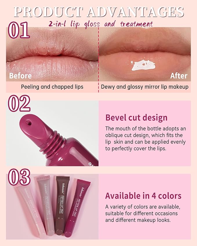 Tinted Lip Balm-1Pcs Raspberry Peptide Hydrating Lip T