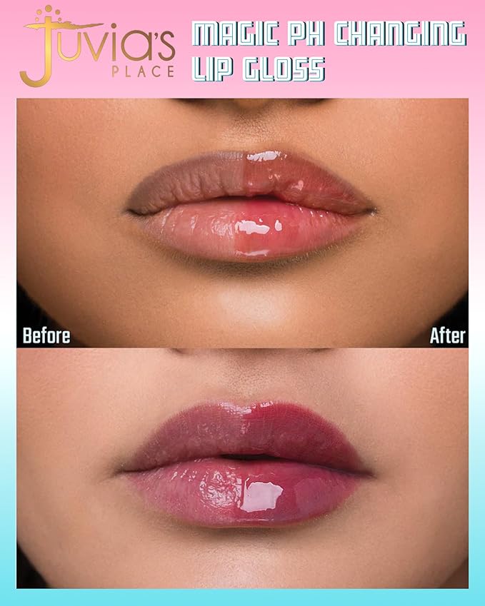 Juvia's Place Magic pH Color Change Lip Gloss - Mood - High-Gloss Shine pH Balance Lip Gloss w/Color Changing Tint, Lightweight Non-Sticky Finish, Ideal for Everyday No Makeup Look on All Skin Tones